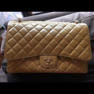 Golden Patent Chanel Maxi Flap w/ Pearlized GHW